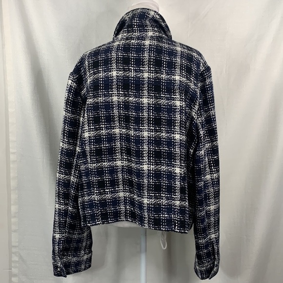 Express Black, Blue & White Cropped Tweed Embellished Shirt Jacket- NWT - Picture 13 of 17